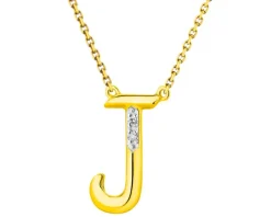 Outlet Apart Naszyjnik z żółtego złota z diamentami - litera J - 0,006 ct - próba 375
