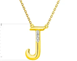Outlet Apart Naszyjnik z żółtego złota z diamentami - litera J - 0,006 ct - próba 375