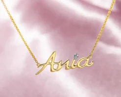 Clearance Apart Naszyjnik z żółtego złota z diamentem - Ania - 0,005 ct - próba 375