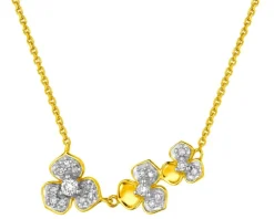 Apart Naszyjnik z żółtego złota z diamentami - kwiaty - 0,10 ct - próba 375< Naszyjniki