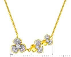 Apart Naszyjnik z żółtego złota z diamentami - kwiaty - 0,10 ct - próba 375< Naszyjniki