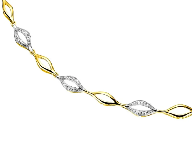Best Apart Naszyjnik z żółtego złota z diamentami - 42 cm, - 0,10 ct - próba 585