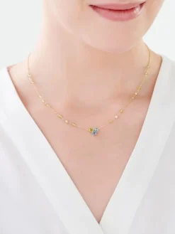Apart Naszyjnik z żółtego złota z diamentem, peridotami i topazami - próba 375< Naszyjniki