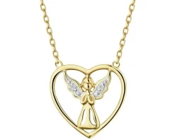 Apart Naszyjnik z żółtego złota z diamentami - aniołek, serce - 0,006 ct - próba 375< Wszystkie