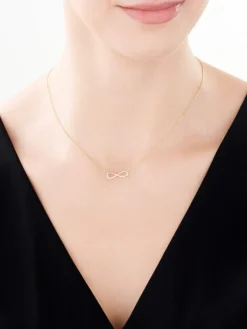 Apart Naszyjnik z żółtego złota z diamentami - nieskończoność, serca - 0,01 ct - próba 375< Naszyjniki