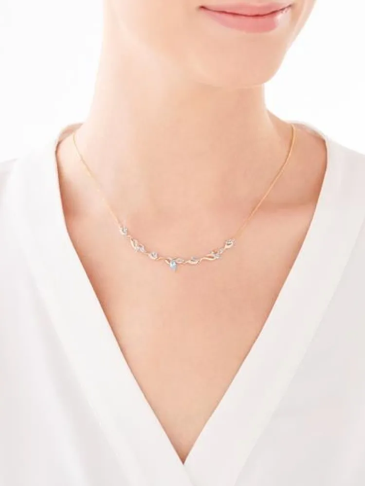 Outlet Apart Naszyjnik z żółtego złota z diamentami i topazami - próba 375
