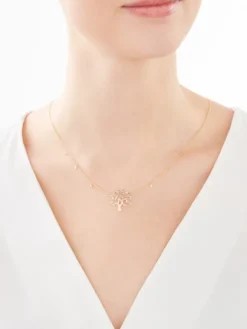 Online Apart Naszyjnik z żółtego złota z diamentami - drzewko - 0,01 ct - próba 375