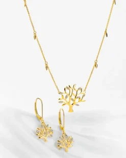 Online Apart Naszyjnik z żółtego złota z diamentami - drzewko - 0,01 ct - próba 375