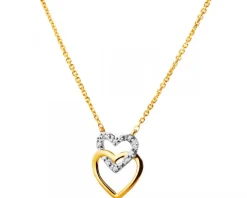 Apart Naszyjnik z żółtego złota z diamentami - serca - 0,01 ct - próba 375< Naszyjniki
