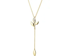 Outlet Apart Naszyjnik z żółtego złota z diamentem - liście - 0,004 ct - próba 375