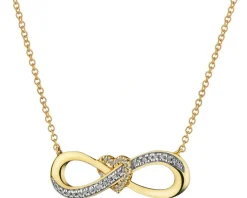 Clearance Apart Naszyjnik z żółtego złota z diamentami - serce, nieskończoność - 0,05 ct - próba 585