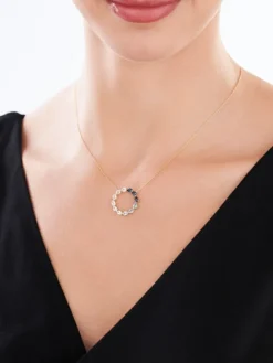Outlet Apart Naszyjnik z żółtego złota z diamentami i topazami - próba 375