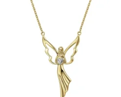 Online Apart Naszyjnik z żółtego złota z diamentem - aniołek, serce - 0,003 ct - próba 375