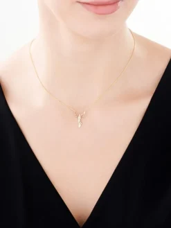 Online Apart Naszyjnik z żółtego złota z diamentem - aniołek, serce - 0,003 ct - próba 375