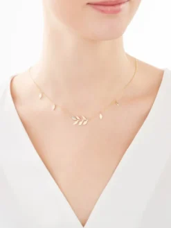 Sale Apart Naszyjnik z żółtego złota z diamentem - liście - 0,004 ct - próba 375