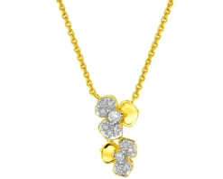 New Apart Naszyjnik z żółtego złota z diamentami - kwiaty - 0,06 ct - próba 375