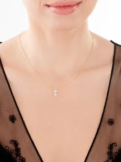 New Apart Naszyjnik z żółtego złota z diamentami - kwiaty - 0,06 ct - próba 375