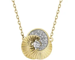 Online Apart Naszyjnik z żółtego złota z diamentami - kwiat - 0,13 ct - próba 585