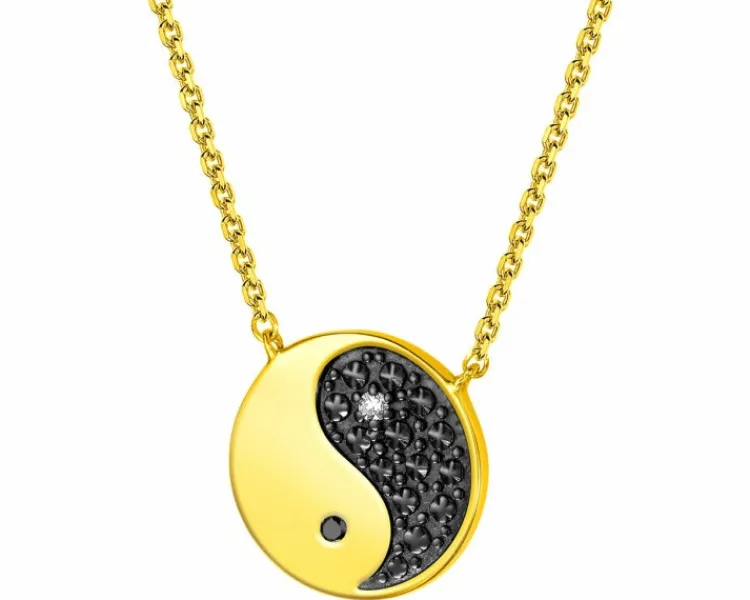 Sale Apart Naszyjnik z żółtego złota z diamentami - yin yang - 0,012 ct - próba 375