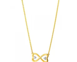 Clearance Apart Naszyjnik z żółtego złota z diamentami - nieskończoność - 0,008 ct - próba 375