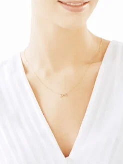 Clearance Apart Naszyjnik z żółtego złota z diamentami - nieskończoność - 0,008 ct - próba 375