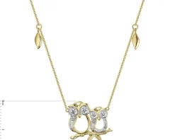 Outlet Apart Naszyjnik z żółtego złota z diamentami - sowy - 0,02 ct - próba 375