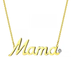 Apart Naszyjnik z żółtego złota z diamentem - mama - 0,005 ct - próba 375< Naszyjniki