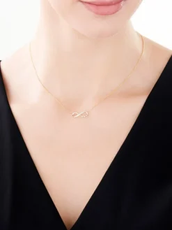 Apart Naszyjnik z żółtego złota z diamentami - nieskończoność, serca - 0,01 ct - próba 585< Naszyjniki