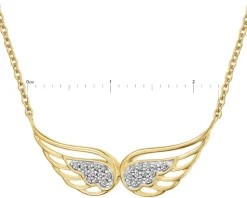 Clearance Apart Naszyjnik z żółtego złota z diamentami - skrzydła - 0,05 ct - próba 375