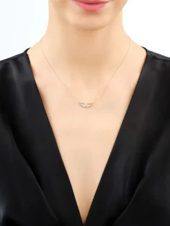 Clearance Apart Naszyjnik z żółtego złota z diamentami - skrzydła - 0,05 ct - próba 375