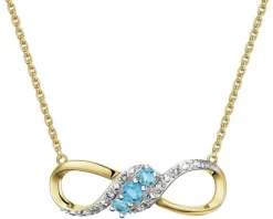 Sale Apart Naszyjnik z żółtego złota z diamentami i topazami London Blue - nieskończoność - próba 375