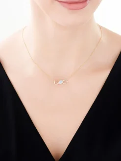 Sale Apart Naszyjnik z żółtego złota z diamentami i topazami London Blue - nieskończoność - próba 375