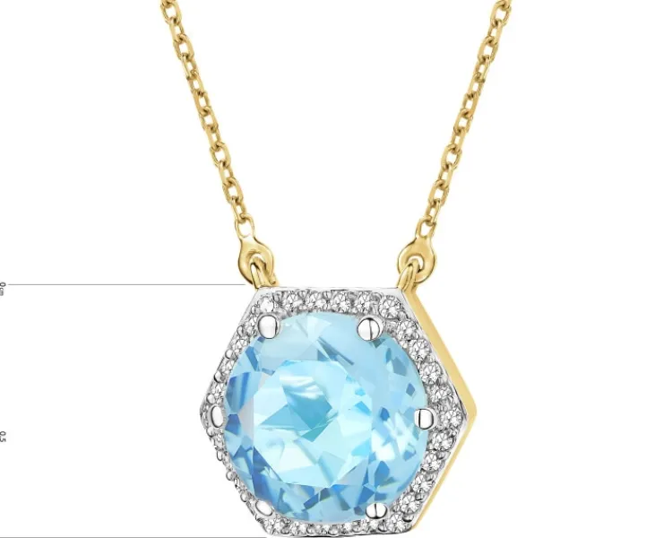 Clearance Apart Naszyjnik z żółtego złota z diamentami i topazem - próba 585