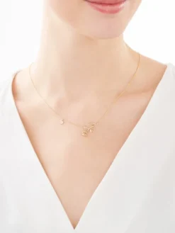 Discount Apart Naszyjnik z żółtego złota z diamentem - kwiat, róża, serce - 0,005 ct - próba 585