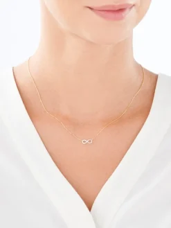 Outlet Apart Naszyjnik z żółtego złota z diamentami - nieskończoność - 0,02 ct - próba 375