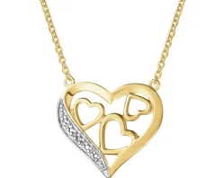 Clearance Apart Naszyjnik z żółtego złota z diamentem - serca - 0,002 ct - próba 585