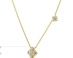 Outlet Apart Naszyjnik z żółtego złota z diamentami - kwiaty - 0,02 ct - próba 375