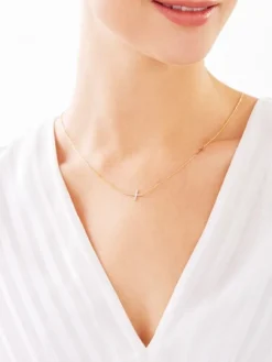 Apart Naszyjnik z żółtego złota z diamentami - krzyże - 0,01 ct - próba 585< Naszyjniki