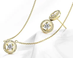 Clearance Apart Naszyjnik z żółtego złota z diamentami - koło - 0,15 ct - próba 585
