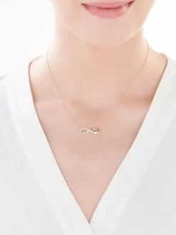 Discount Apart Naszyjnik z żółtego złota z diamentami - nieskończoność, litera K - 0,01 ct - próba 375