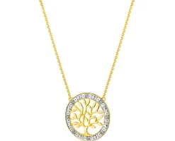 Discount Apart Naszyjnik z żółtego złota z diamentami - drzewko - 0,02 ct - próba 375