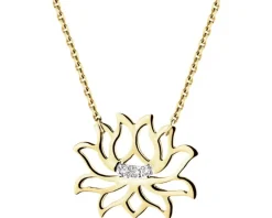Discount Apart Naszyjnik z żółtego złota z diamentami - kwiat lotosu - 0,01 ct - próba 375