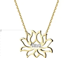 Discount Apart Naszyjnik z żółtego złota z diamentami - kwiat lotosu - 0,01 ct - próba 375