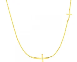 Apart Naszyjnik z żółtego złota z diamentem - krzyże - 0,004 ct - próba 375< Naszyjniki