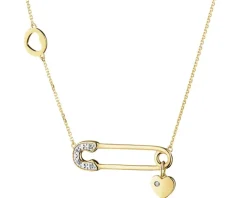Apart Naszyjnik z żółtego złota z diamentami - agrafka, serce - 0,02 ct - próba 375