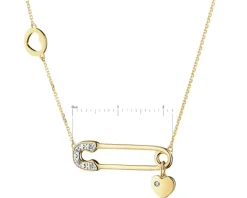 Apart Naszyjnik z żółtego złota z diamentami - agrafka, serce - 0,02 ct - próba 375