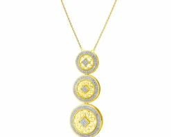 Apart Naszyjnik z żółtego złota z diamentami - rozety - 0,33 ct - próba 585< Naszyjniki