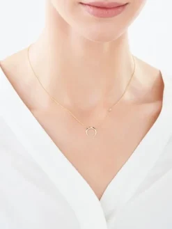 Apart Naszyjnik z żółtego złota z diamentami - gwiazda, Księżyc - 0,01 ct - próba 375< Naszyjniki