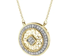 Sale Apart Naszyjnik z żółtego złota z diamentami - rozeta - 0,10 ct - próba 585
