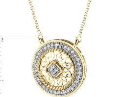 Sale Apart Naszyjnik z żółtego złota z diamentami - rozeta - 0,10 ct - próba 585